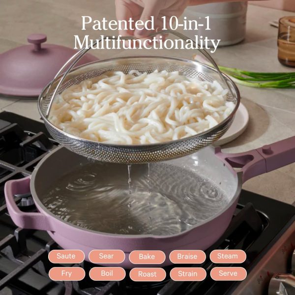 10.5-Inch Ceramic Nonstick Skillet Pan, Toxin-Free with Stainless Steel Handle, Oven Safe   Lavender