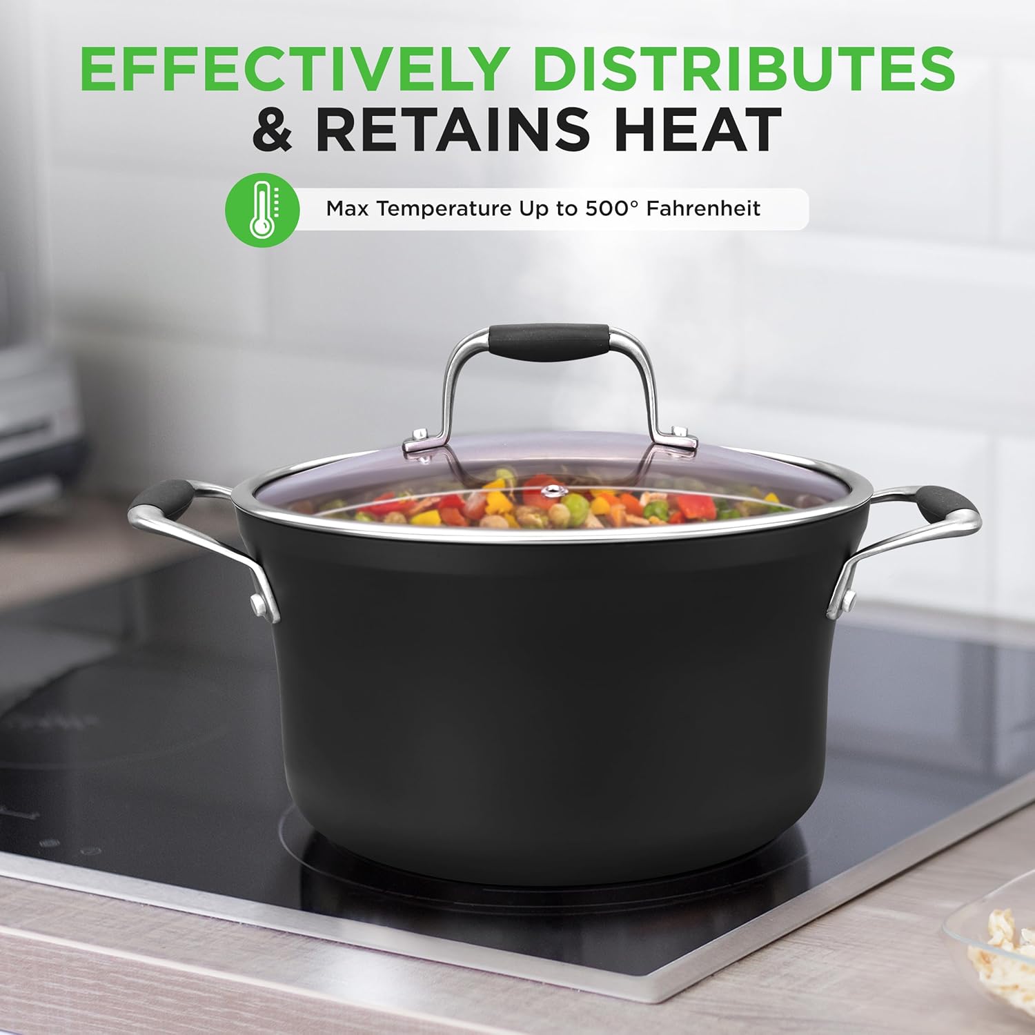 14-Piece Copper Non-Stick Cookware Set Stackable Pots and Pans with Lids, 3-Layer Coating, All Cooktop Compatible, Healthy Food-Grade Copper