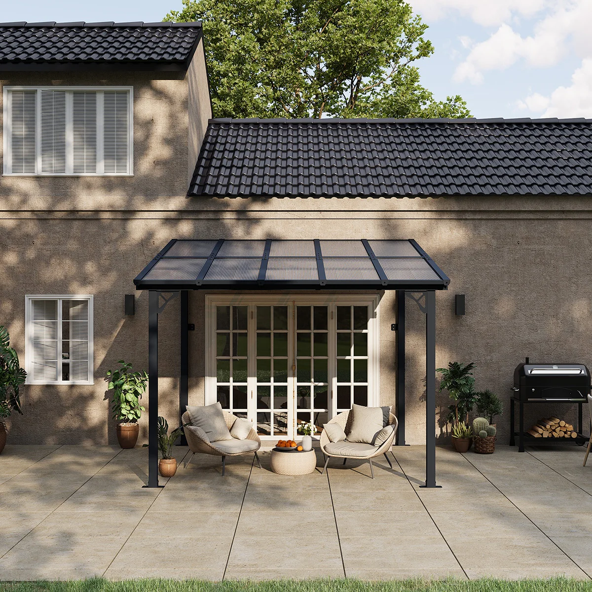 Polycarbonate Wall Mounted Lean To Gazebo