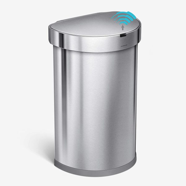 45 Liter / 12 Gallon Semi-Round Automatic Sensor Trash Can, Brushed Stainless Steel
