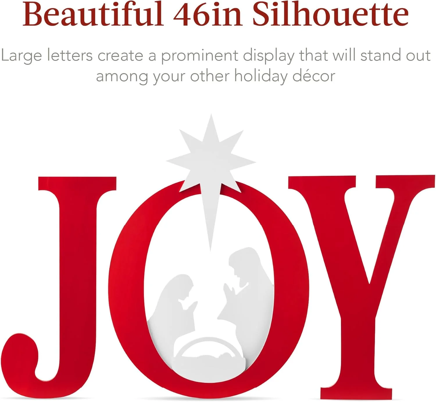 Best Choice Products 46in Outdoor Joy Christmas Nativity Decoration, 3 Piece Yard Decor Sign Holy Weather Resistant PVC Silhouette for Garden - White