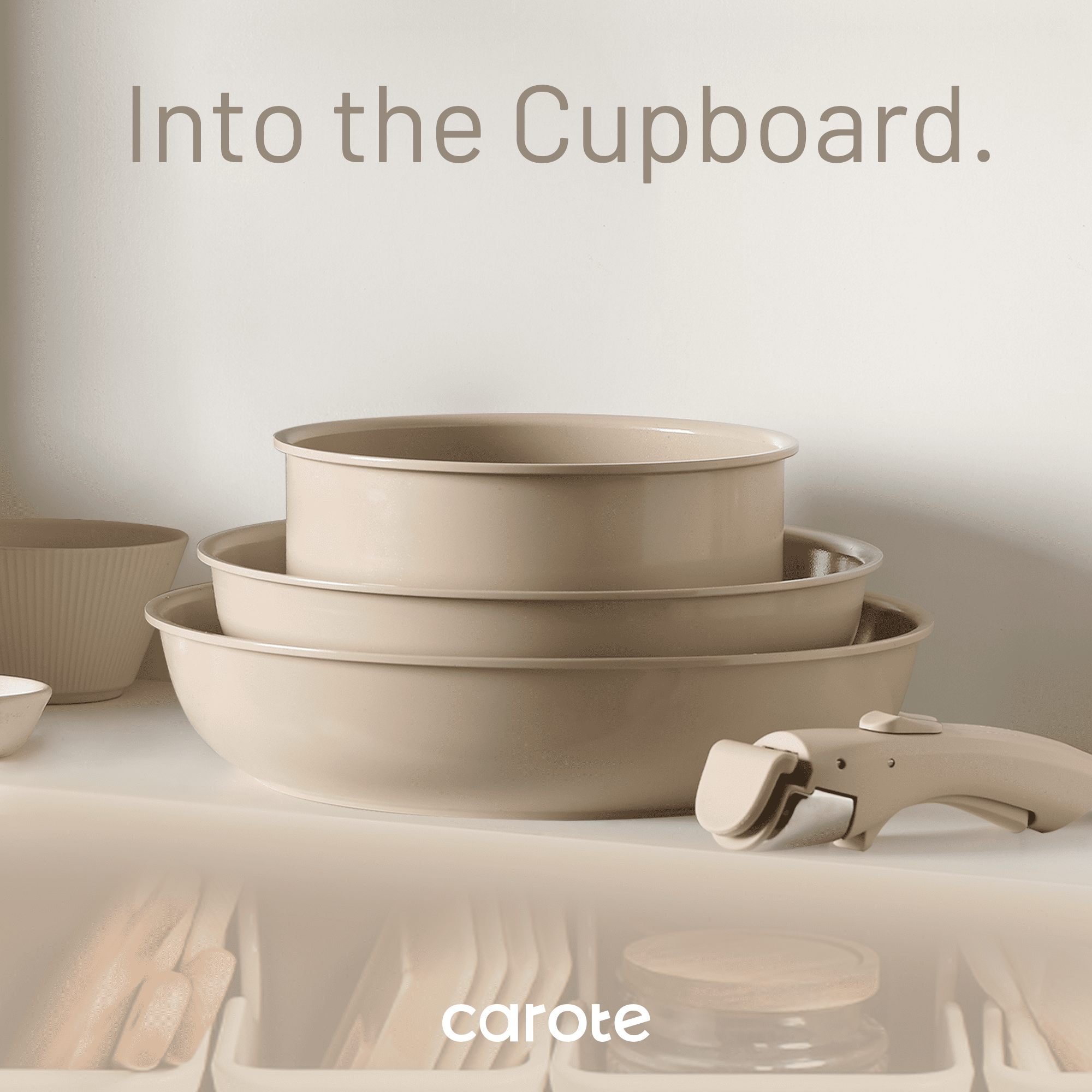 CAROTE 13-Piece Ceramic Cookware Set, Detachable Handle Pots and Pans Set, Oven Safe, Cream White