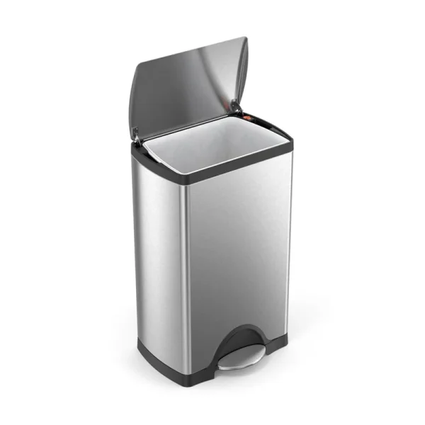 38 Liter / 10 Gallon Rectangular Kitchen Step Trash Can, Brushed Stainless Steel