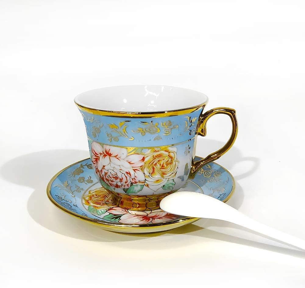 DaGiBayCn 20 PCS Tea set Ceramics Tea set Afternoon Tea Set Adult tea set Gift Tea Set Can Drink Coffee Strong Tea blue