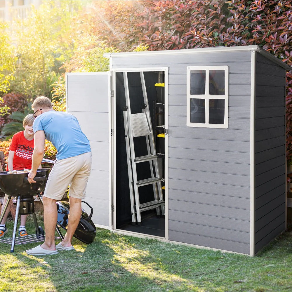 5' x 3' Resin Utility Storage Shed with Window, Grey