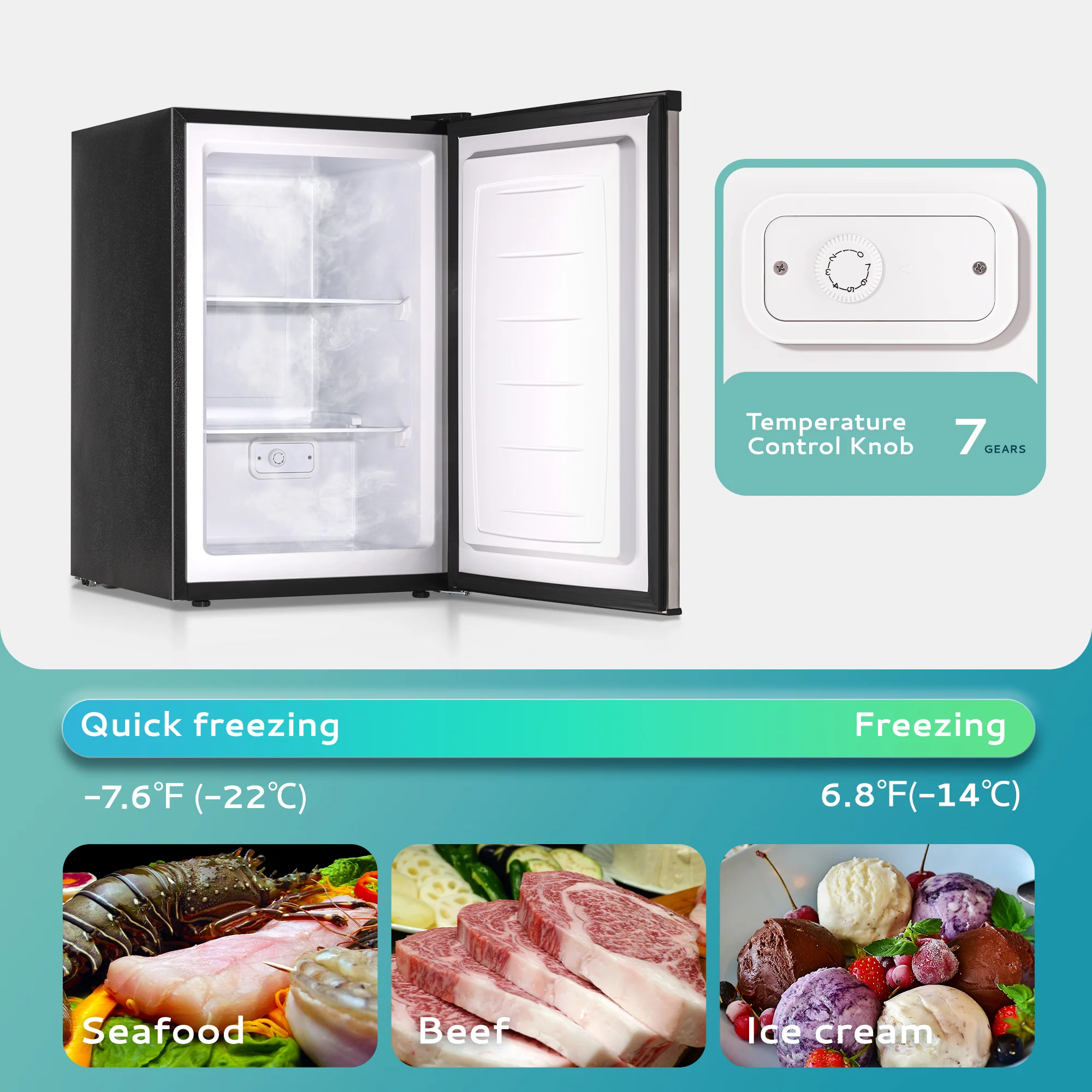 EUHOMY Compact Mini Freezer, Upright freezer Rapid Cooling