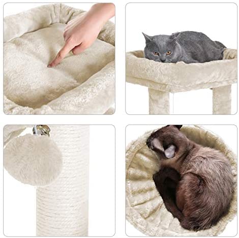 Hey-brother 41.34 inches Cat Tree with Scratching Board, 2 Luxury Condos, Cat Tower