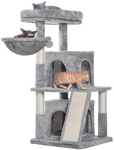 Hey-brother 41.34 inches Cat Tree with Scratching Board, 2 Luxury Condos, Cat Tower