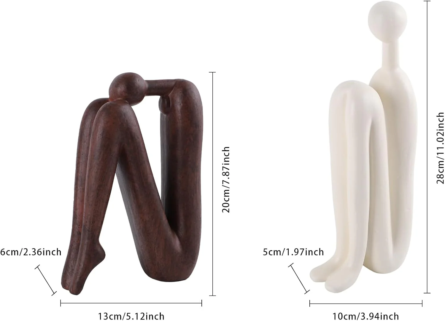 Decorative Book Ends for Shelves, Handmade Bookends for Heavy Books, Modern Ceramic Abstract Decor, Thinker Statue Book Stopper, Home Office Desk Kitchen Living Room Decorations Aesthetic Gift