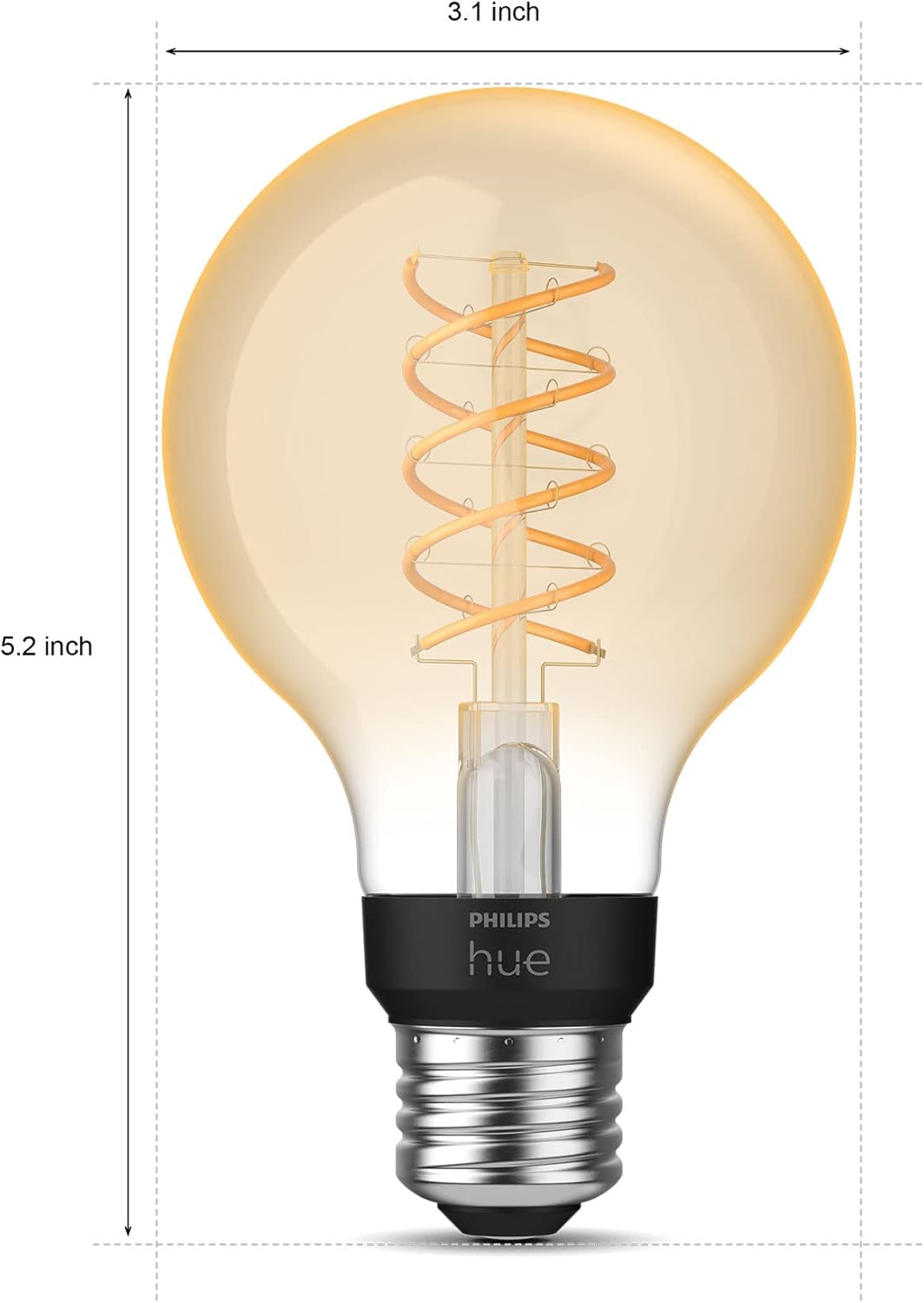 Philips Hue White Ambiance G40 LED Bulb 4-Pack, 550LM, E26, Smart Home Compatible with Alexa & Google Assistant