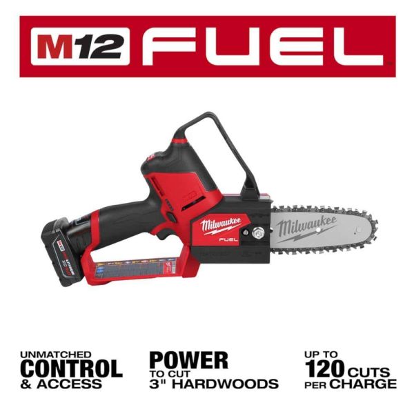 2527-21-48-11-2460 M12 FUEL 12V Lithium-Ion Brushless Battery 6 in. HATCHET Chainsaw Kit with 6.0 Ah and 4.0 Ah Battery, Charger
