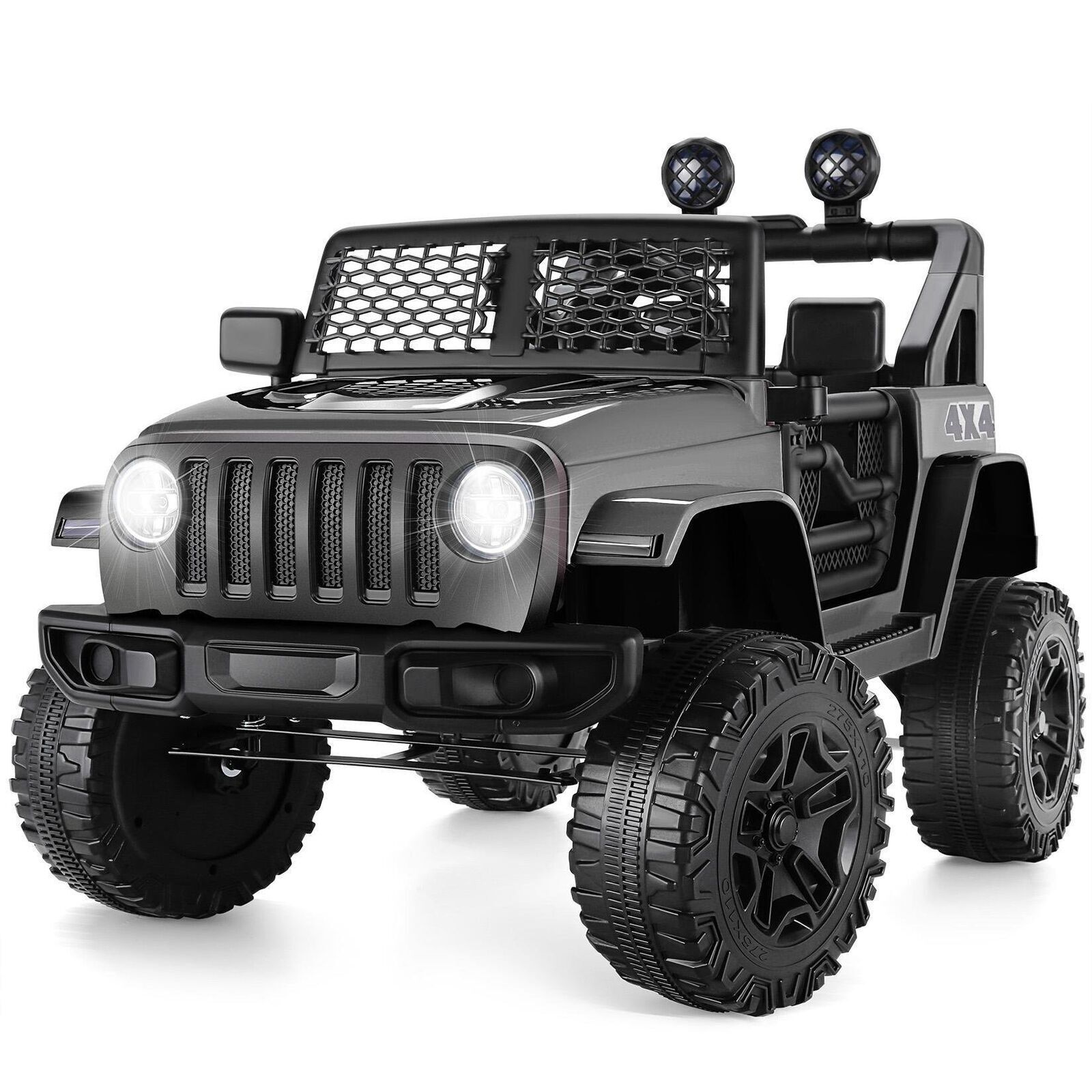 12V Kids Ride on Truck Car w/LED Lights,Parent Remote Control Spring Suspension/