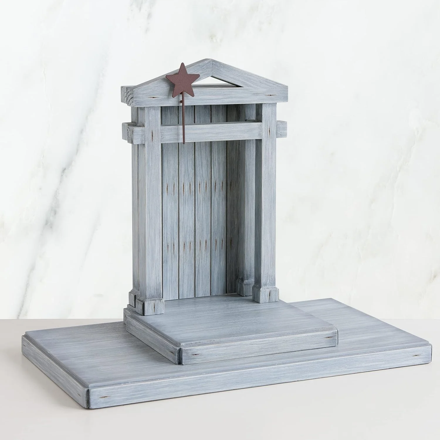 Willow Tree Crèche for The Classic Nativity, Four-Part Assembly Wood Backdrop Shelters Holy Family, Build a Holiday Tradition with Nativity Collection, Hand-Painted Accessory