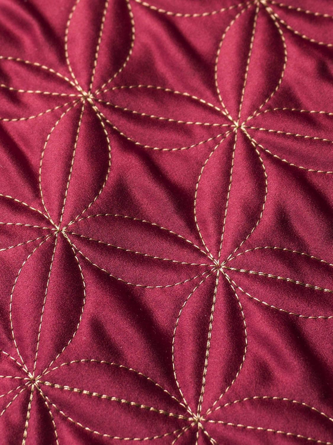 Balsam Hill Lancaster Wedding Ring Quilted Tree Skirt, 72 inches, Cardinal Red