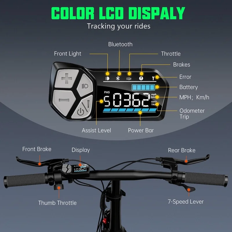 TST Electric Bike, 4.0 Fat Tire Foldable Ebike, 48V 13Ah Battery, 750W Electric Commuter Bicycle with LCD, 20