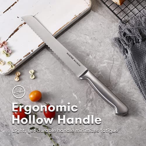 19-Piece Premium Kitchen Knife Set With Wooden Block | Master Maison German Stainless Steel Cutlery With Knife Sharpener & 8 Steak Knives