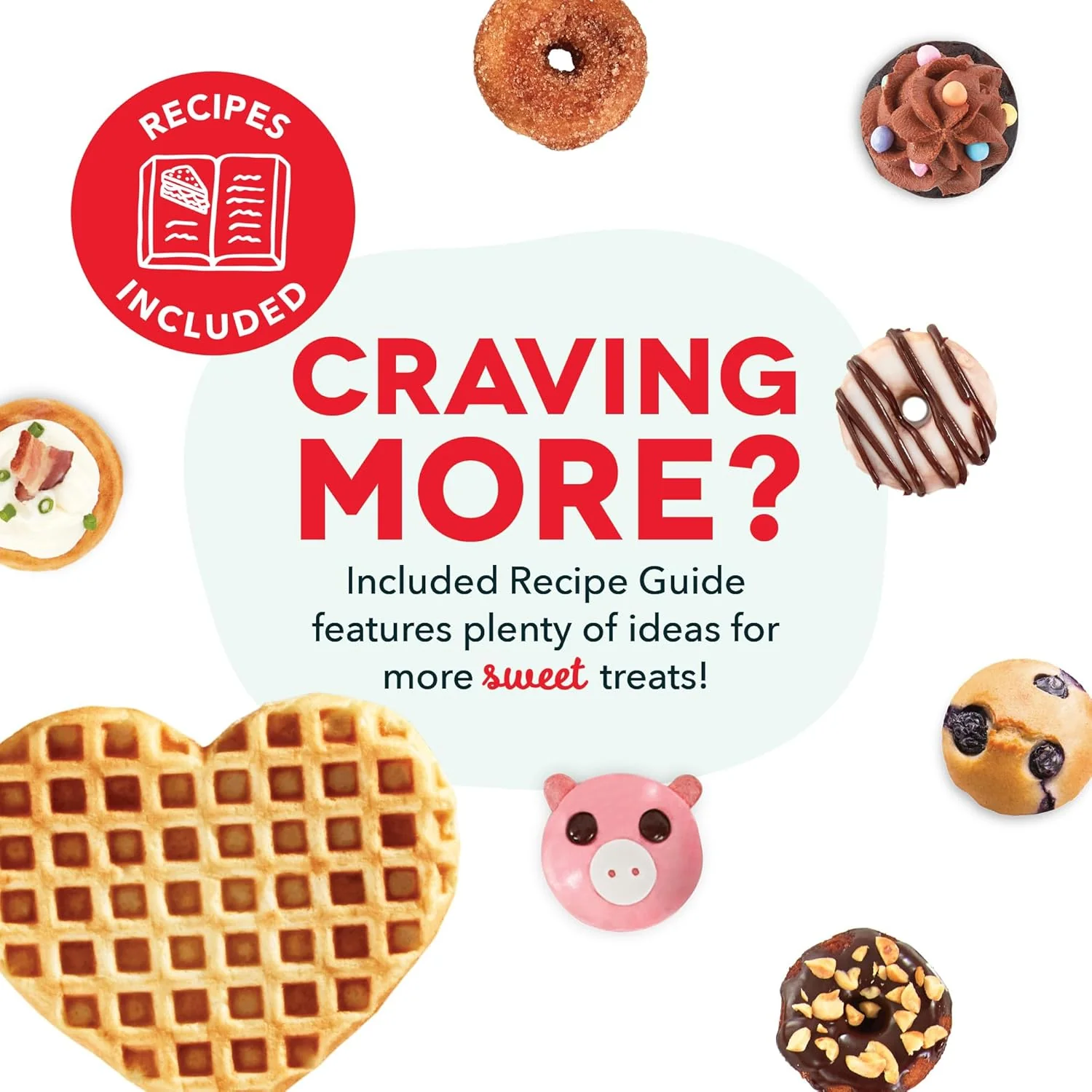 DASH MultiMaker Treat Maker System, Mini Donuts, Heart Shaped Waffle, Mini Cupcakes - Aqua