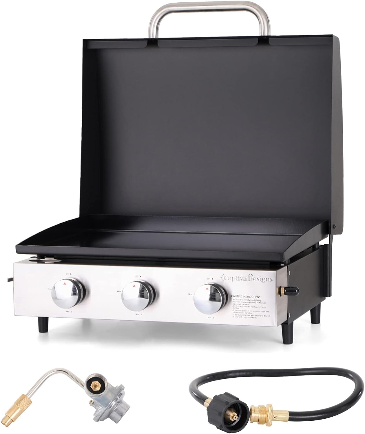 Burner Gas grill with side burner and enameled cast iron grille 42,000BTU outdoor cooking stainless steel propane grill ����ʽ Garden grill, silver