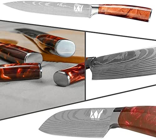 XYJ Stainless Steel Kitchen Knives Set 8 Piece Chef Knife Set with Carry Case Bag & Sheath Well Balance Ergonomic Handle
