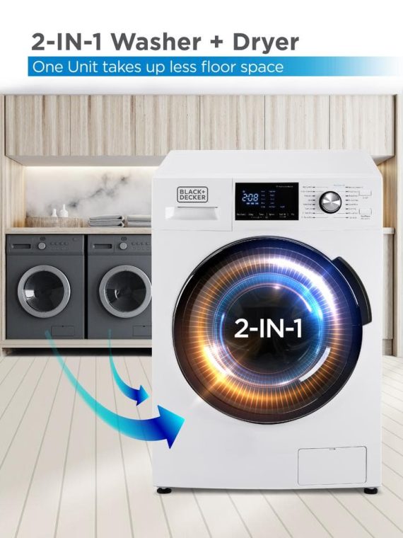 BLACK+DECKER 2.7 cu. ft. All-in-One Washer and Dryer Combo in White BCW27MW