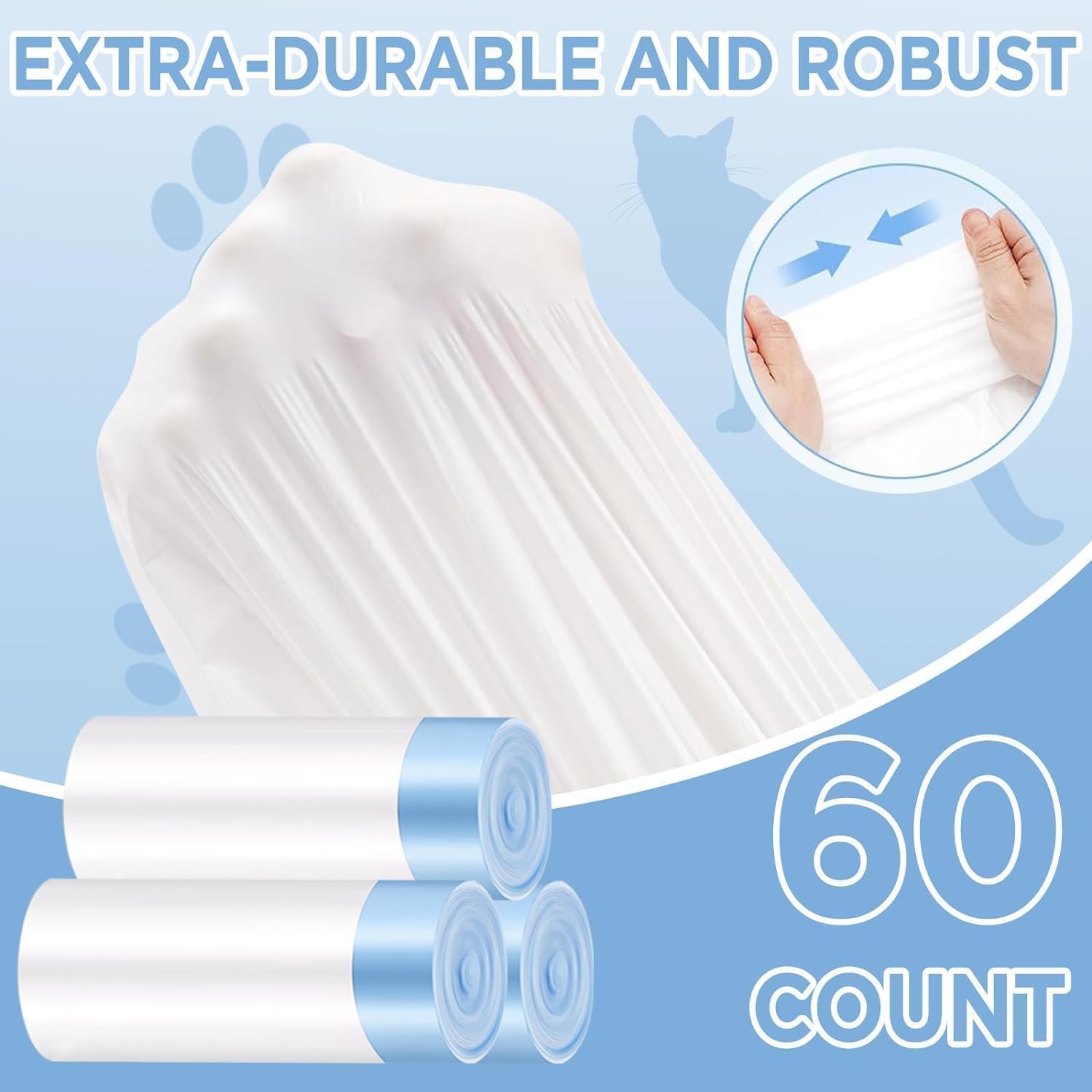 Self Cleaning Litter Box -110L Automatic Cat Litter Box Self Cleaning, All Litter Can Use, with 1 Roll Garbage Bags and Mat, App Control, Big Grey.