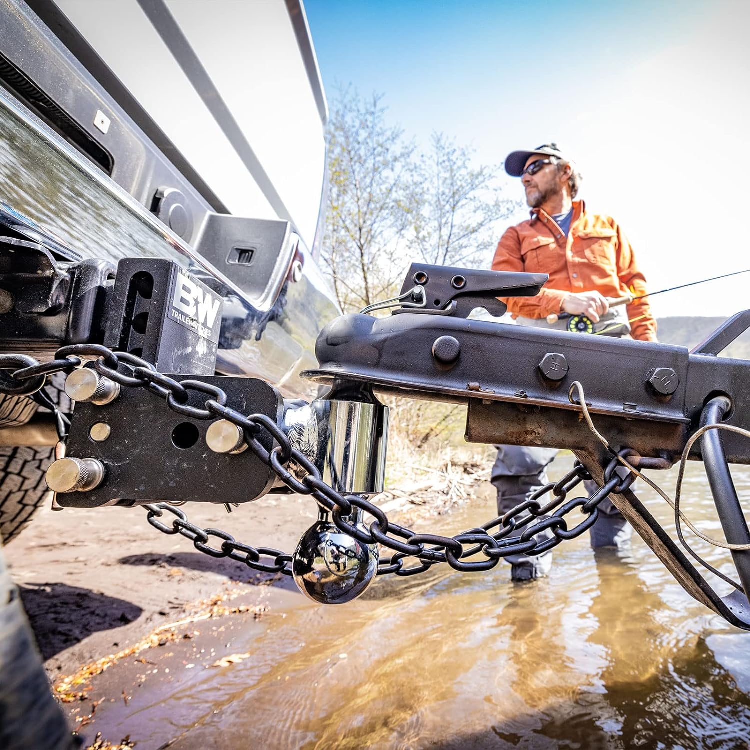 B&W Trailer Hitch Tow & Stow Adjustable Tri-Ball Mount, Zinc, 2′′ Receiver, 5′′ Drop, 10,000 lbs GTW, Model TS10048B