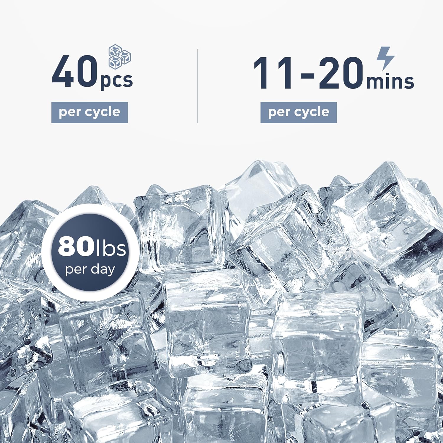 Commercial Under Counter Ice Maker Machine, 80Lbs/Day with 24lbs Ice Storage, Built-in Drain Pump/Automatic Cleaning/Timing Setting/Smart LCD Panel, Ideal for Both Home and Commercial Use