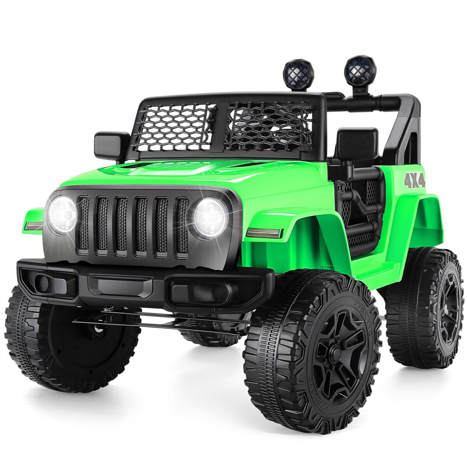 12V Kids Ride on Truck Car w/LED Lights,Parent Remote Control Spring Suspension/