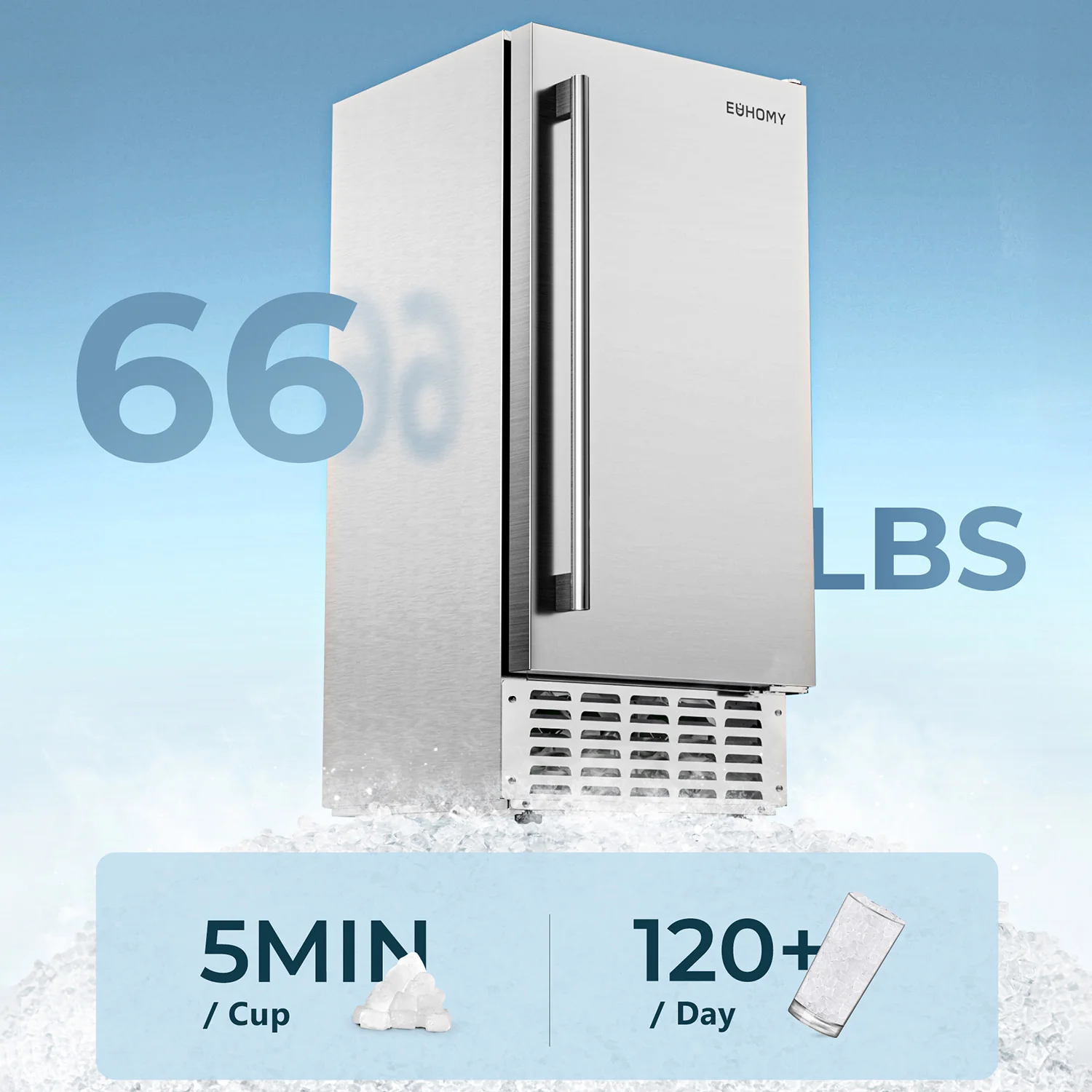 EUHOMY Commercial Under Counter Nugget Ice Maker Machine