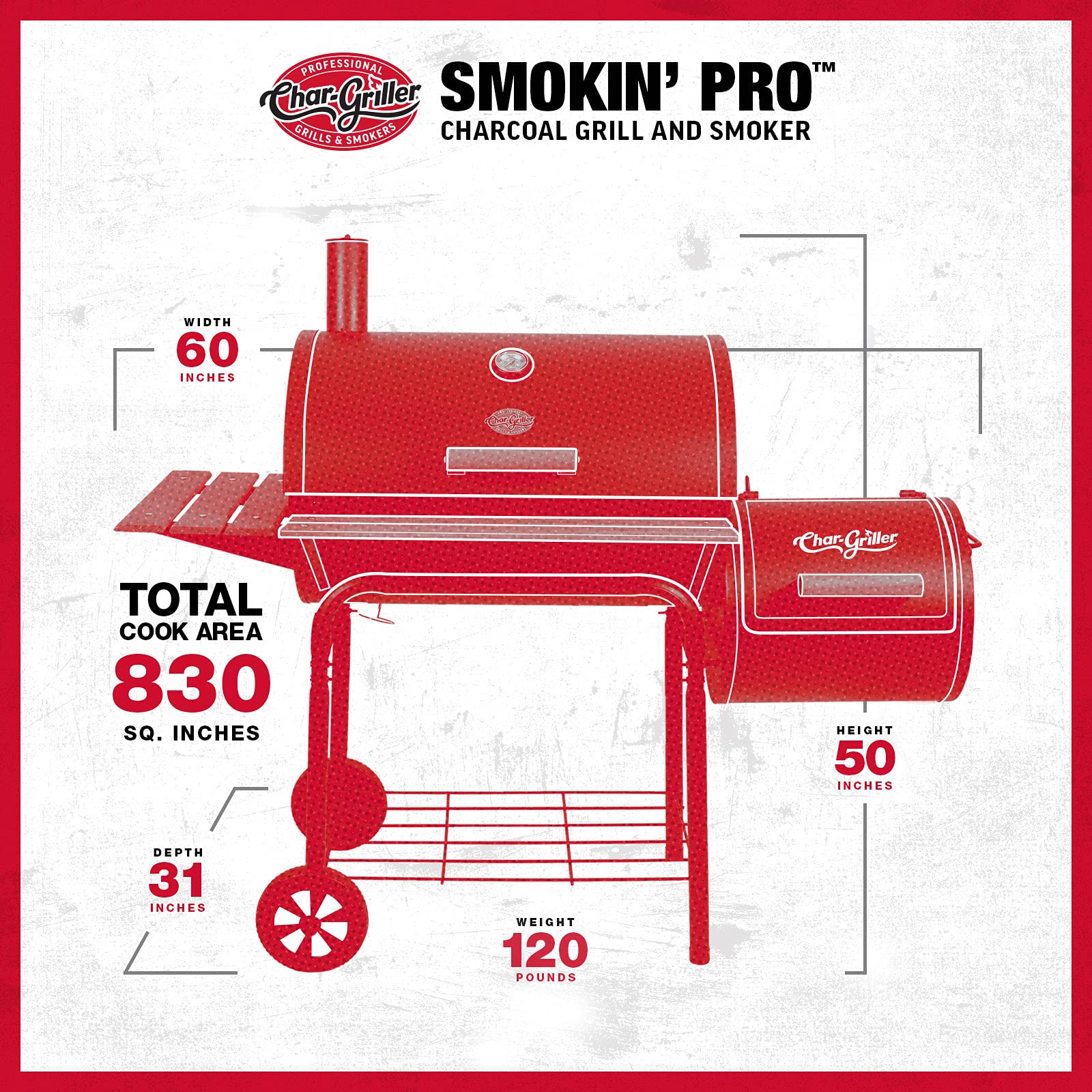 Char Griller 1224 Smokin Square Charcoal