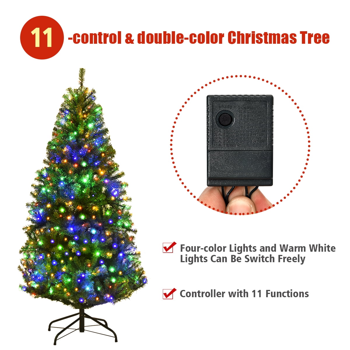 Costway 8Ft Pre-Lit Artificial Christmas Tree Hinged 750 LED Lights