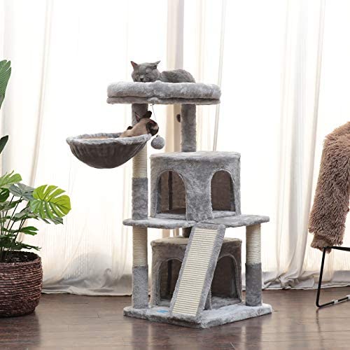 Hey-brother 41.34 inches Cat Tree with Scratching Board, 2 Luxury Condos, Cat Tower