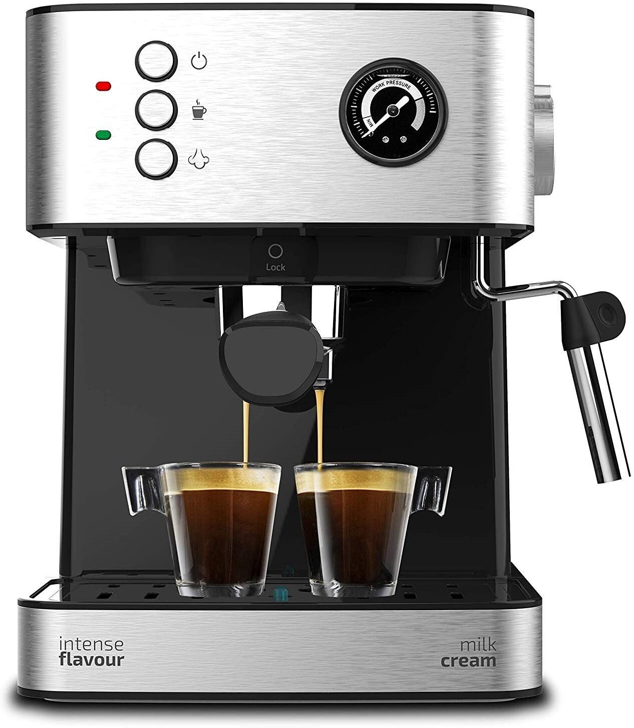 Barista Espresso Machine 2900W, 20-Bar Pressure, Dual Thermoblock, 2.7L Tank, Stainless Steel, Integrated Grinder & Steamer