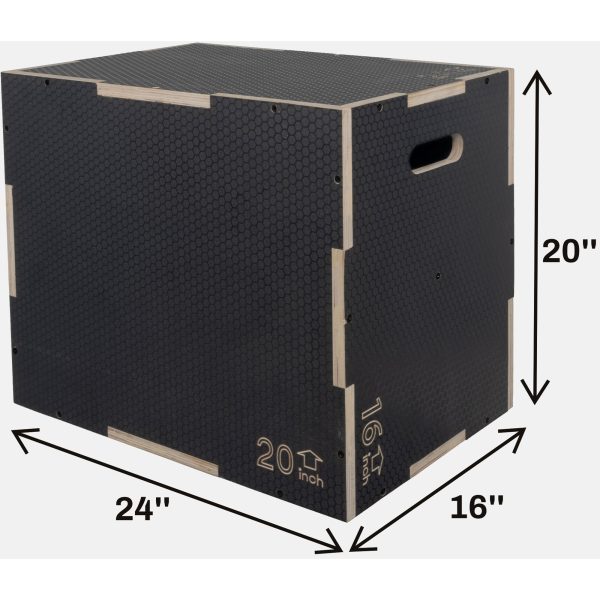 24 x 20 x 16 Wooden Plyo Box Non-Slip Jump Platform, Gray