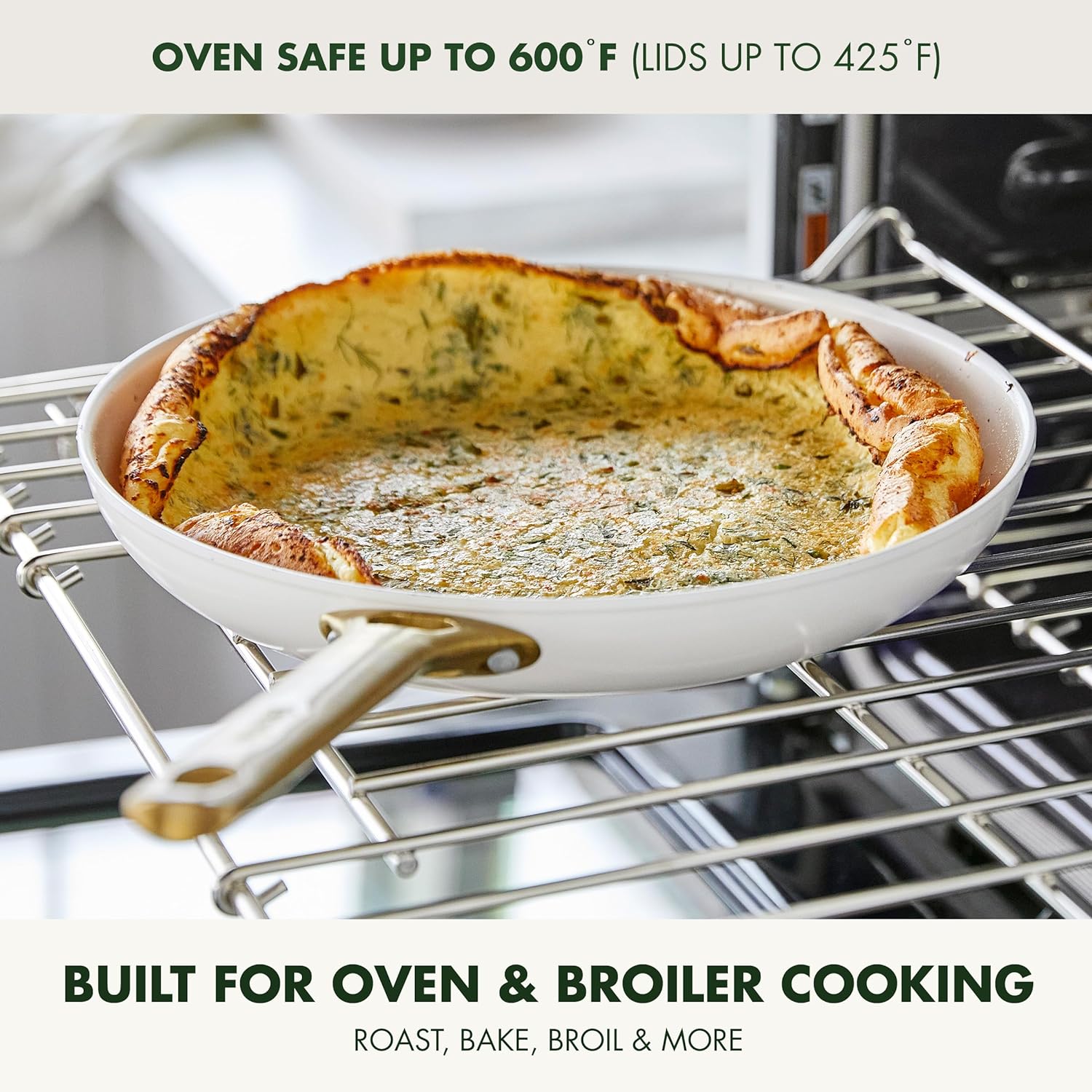 Reserve Hard Anodized Healthy Ceramic Nonstick 10 Piece Cookware Pots and Pans Set, Gold Handle, PFAS-Free, Dishwasher Safe, Oven Safe, Black