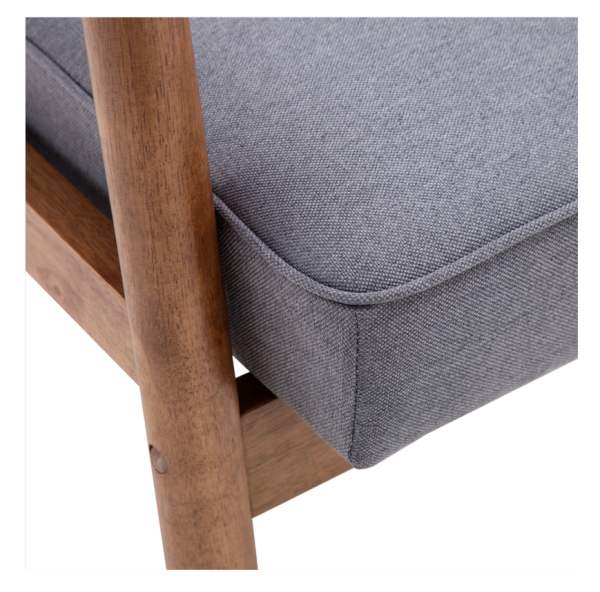 (75 x 69 x 84) cm Retro Modern Wooden Single Chair, Grey Fabric