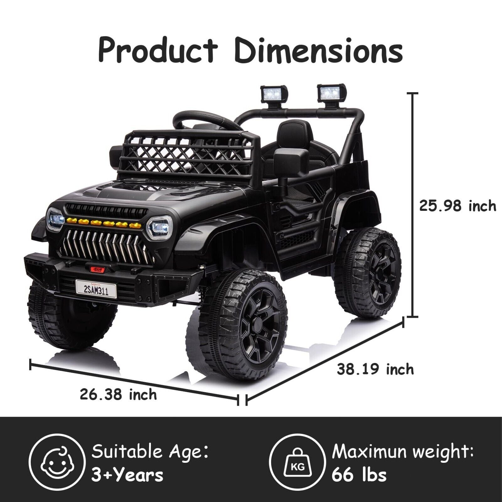 12V Kids Car Power Wheels Ride on Truck Vehicle w/Remote Control LED Light Music
