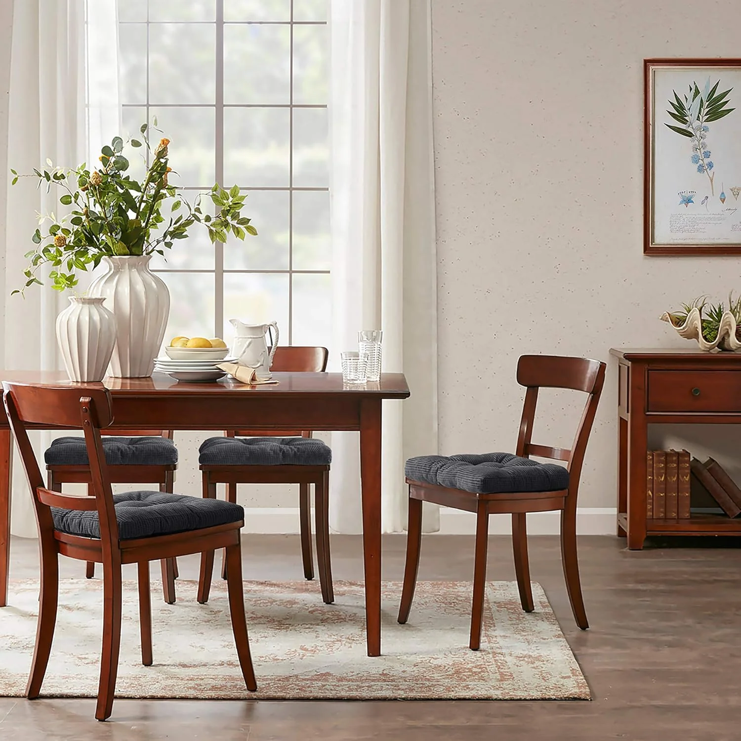 Sweet Home Collection Non Slip Chair Cushion Fluffy, 6 Pack, Charcoal Gray