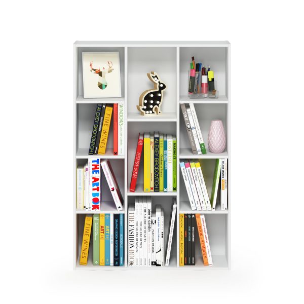 11-Cube Reversible Open Shelf Bookcase, White