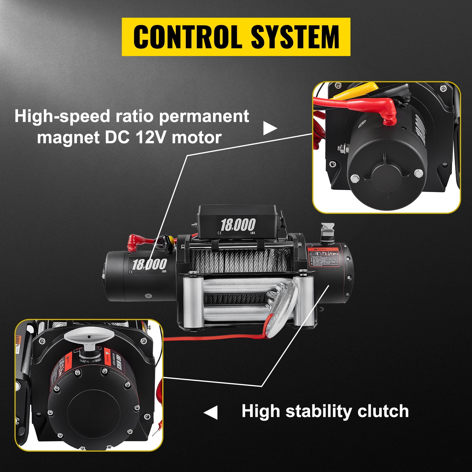 18000LBS Electric Winch 12V Steel Cable Off-road ATV UTV Truck Towing Trailer