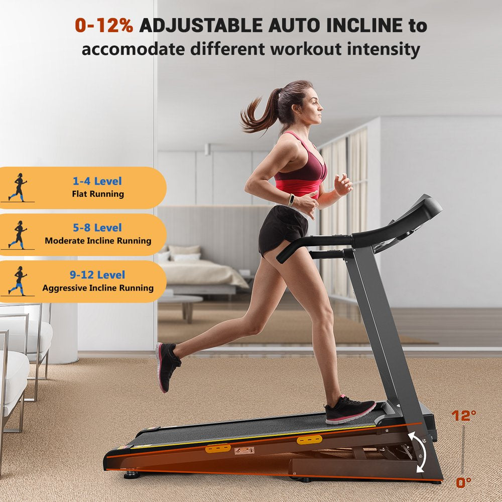 MARNUR 2.5 HP Treadmill with 12% Auto Incline, 220 Lb Weight Capacity, 0.5-8.5 Mph