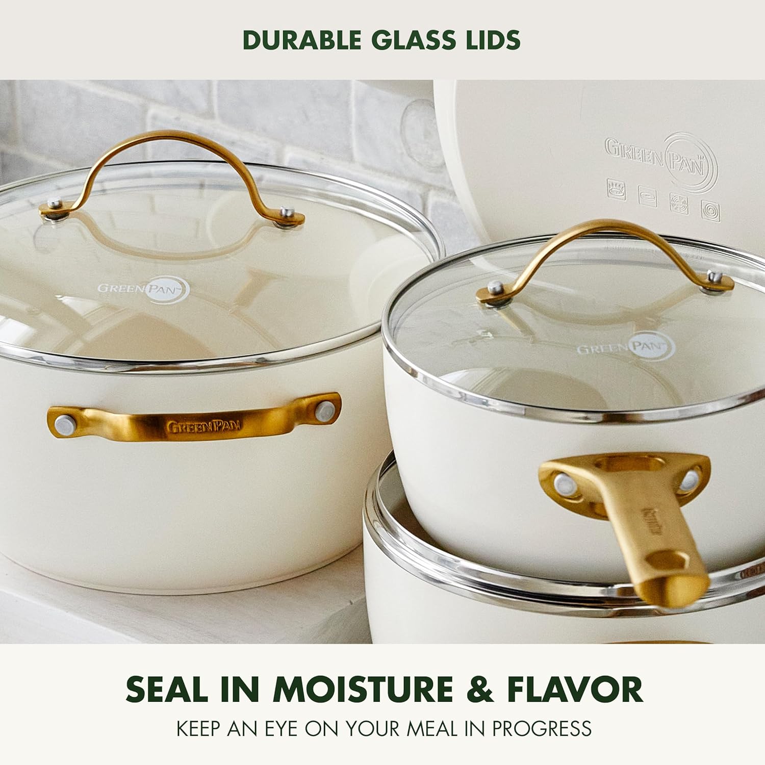 Reserve Hard Anodized Healthy Ceramic Nonstick 10 Piece Cookware Pots and Pans Set, Gold Handle, PFAS-Free, Dishwasher Safe, Oven Safe, Black