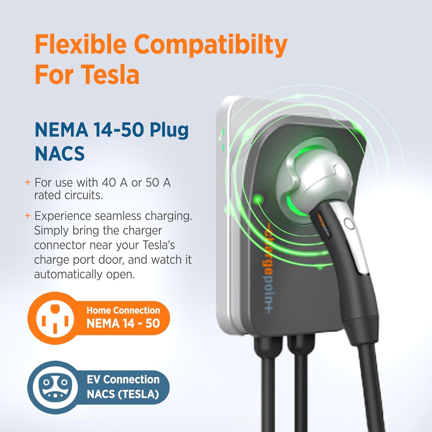Home Flex Level 2 EV Charger, NEMA 14-50 Outlet 240V EV Charge Station, Electric Vehicle Charging Equipment Compatible with All EV Models