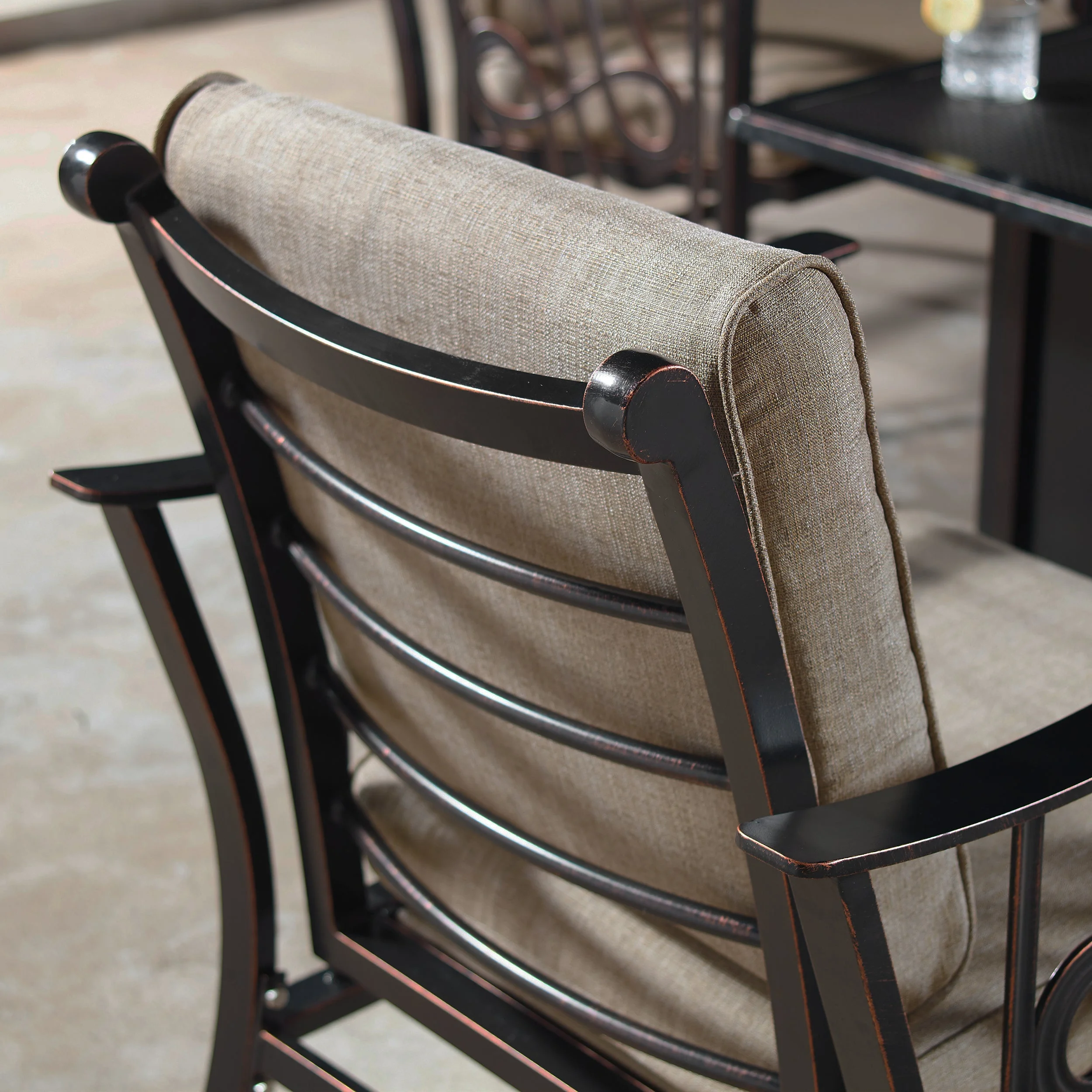 Aluminum Deep Seating Rocking Club Chairs in Antique Copper (set of 4)