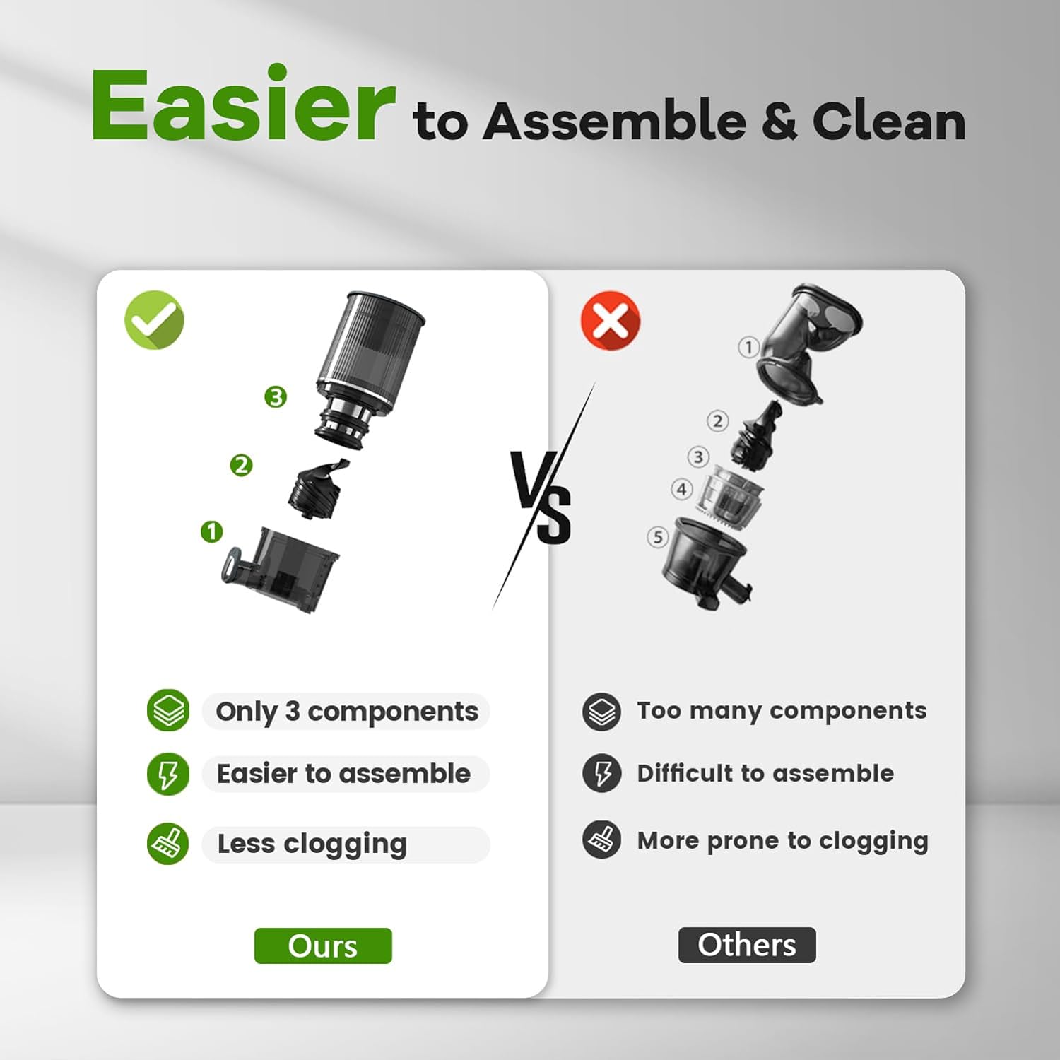 Chewable juicer, main cold juicer with 4.1 inch (104 mm) extra large rotary feed tank