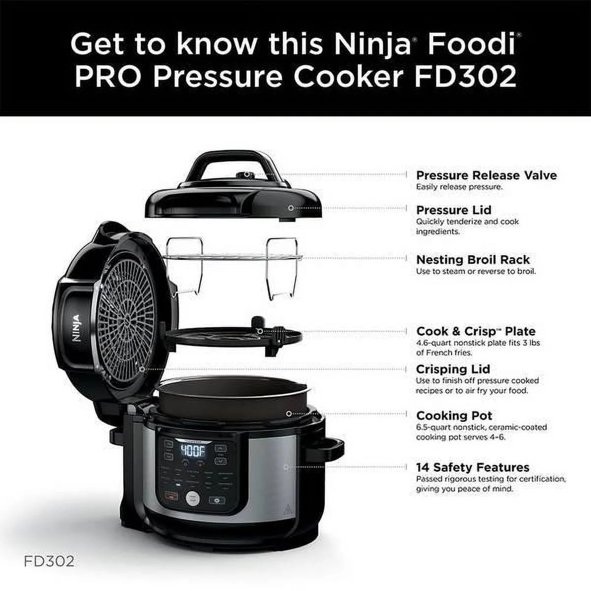 Ninja 6.5 Quart Foodi 11-in-1 Pro Pressure Cooker + Air Fryer