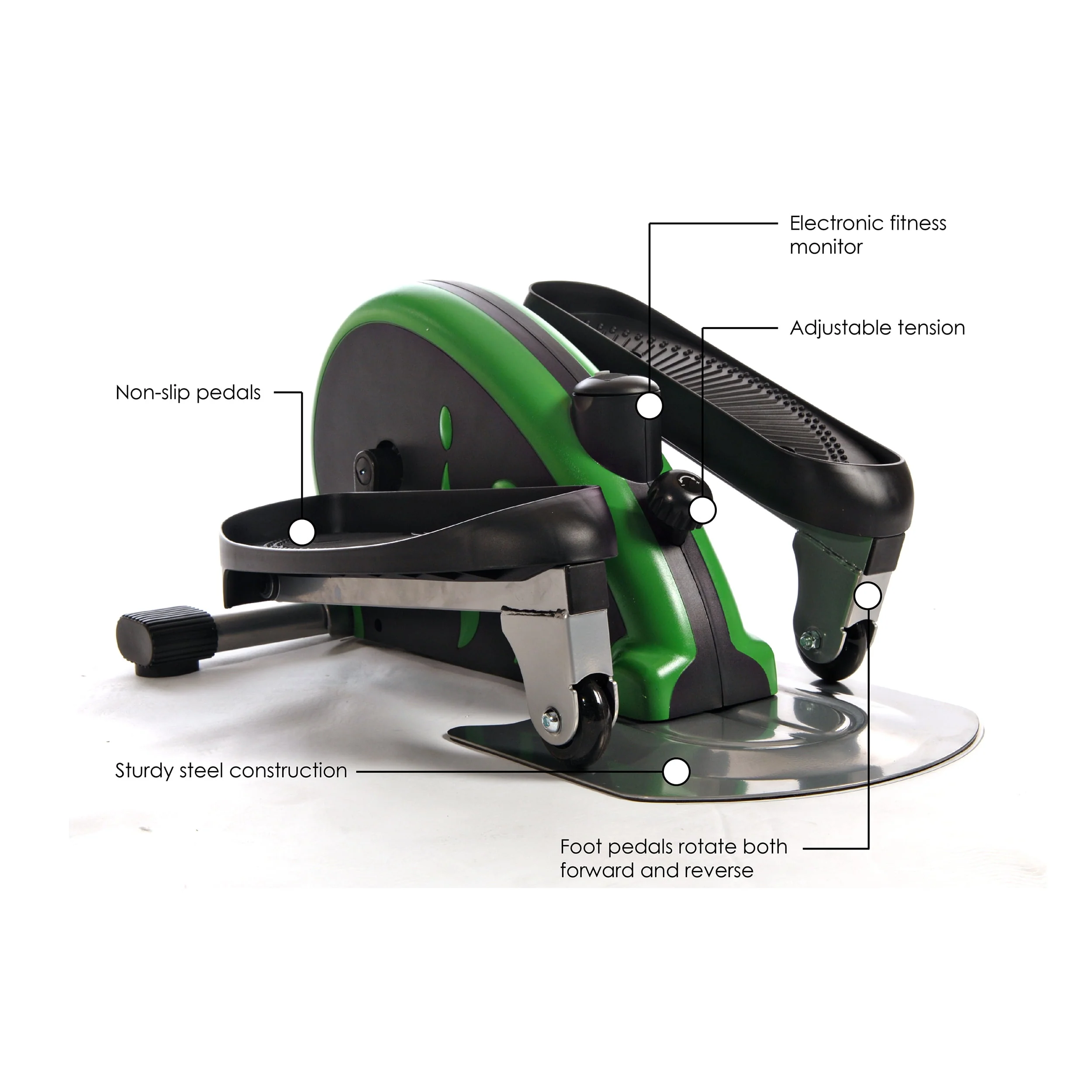 Stamina InMotion E-1000 Mini Elliptical Trainer, Adjustable Tension Resistance, 250 lb. Weight Limit, Green