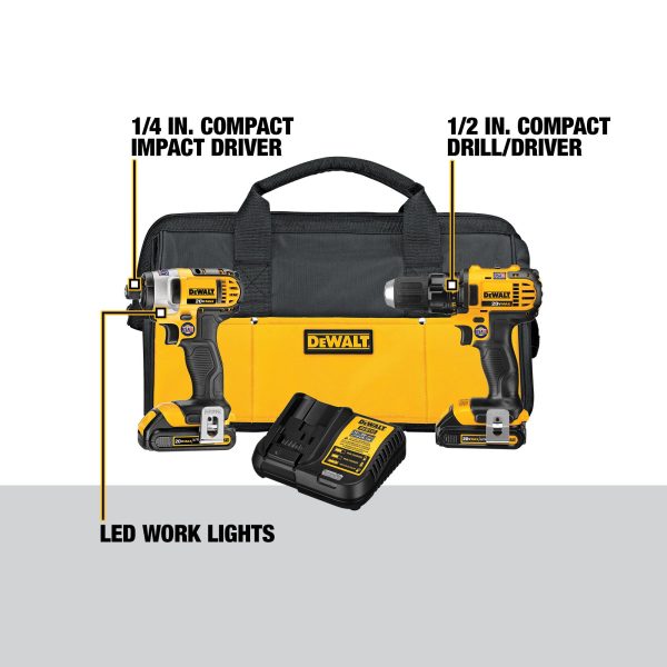 2-Tool 20-Volt Max Power Tool Combo Kit with Soft Case (2-Batteries and charger Included)