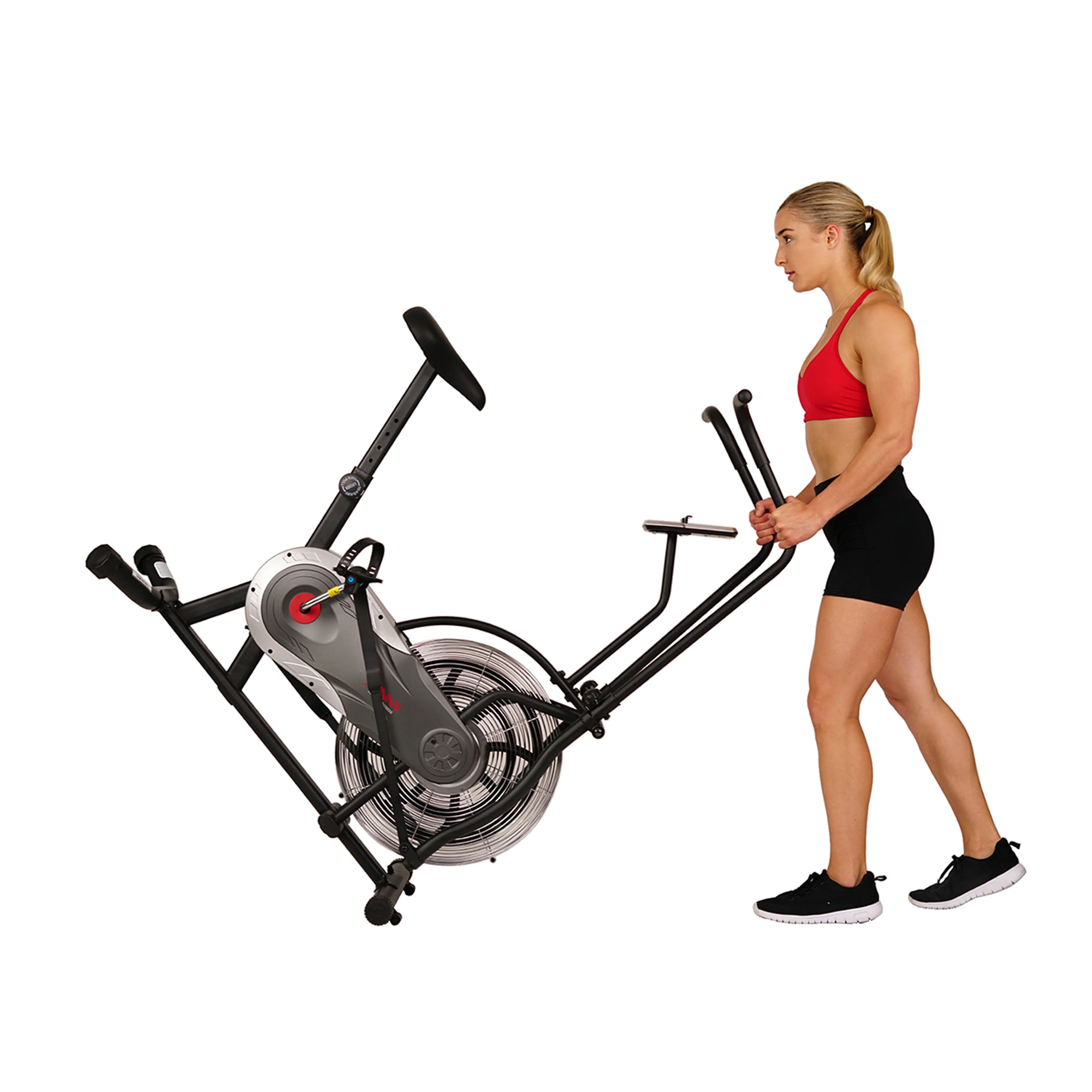 Sunny Health & Fitness Zephyr Air Bike, Adaptive Fan Resistance & Full Motion Arm Exercises Handlebars w Free SunnyFit App - SF-B2715