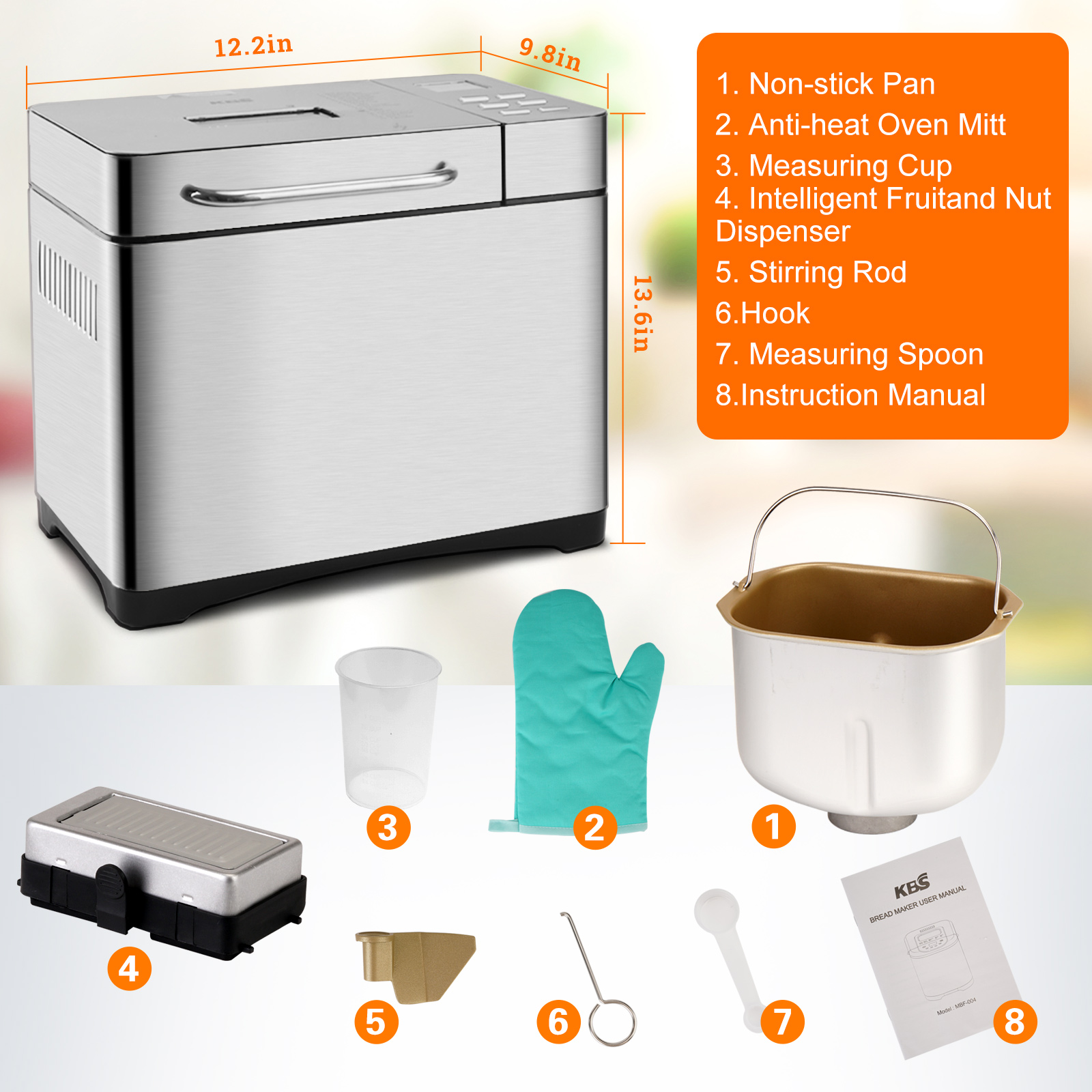 013 KBS 17-In-1 2LB Bread Maker Machine Fully Automatic LCD Display